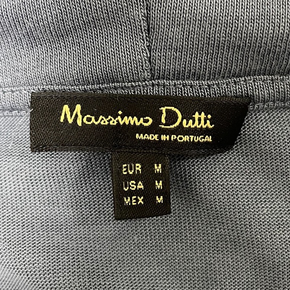 Massimo Dutti Dusty Blue Hooded Kangaroo Pocket Knit Pullover Top - Picture 8 of 9